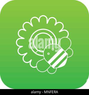 Biene auf Blume Symbol grün Vektor Stock Vektor