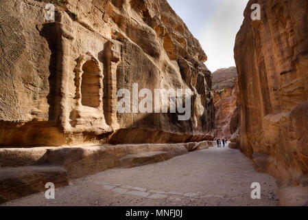 Die SIG Haupteingang, die antike Stadt Petra. Süden von Jordanien Stockfoto