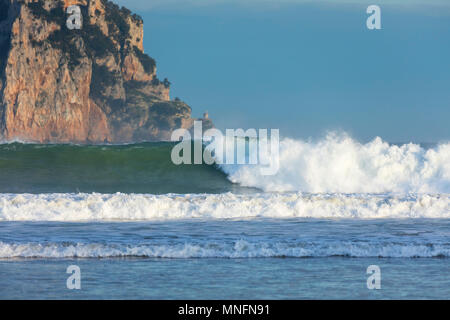 El Pescador Leuchtturm von La Salvé Strand, Laredo, Biscaya, Kantabrien, Spanien, Europa Stockfoto