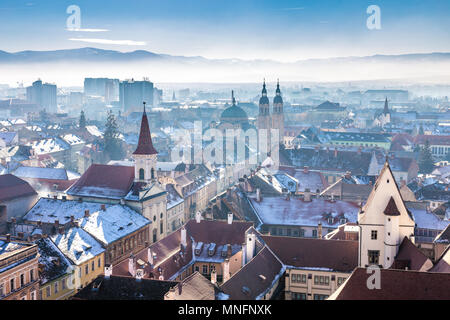 Morgen in Sibiu, Rumänien im Herzen von Siebenbürgen. HDR-Fotografie. Stockfoto