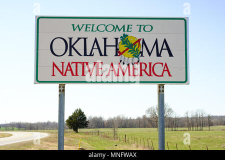 Zu Oklahoma Zeichen, Native America Willkommen Stockfoto