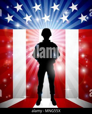 Patriotischer Soldat amerikanische Flagge Hintergrund Stock Vektor