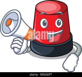 Mit Megafon sirine Charakter Cartoon Stil Vector Illustration Stock Vektor