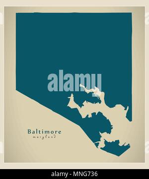 Moderne Stadtplan - Baltimore Maryland Stadt der USA Stock Vektor