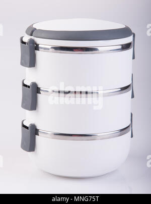 Essen Container Tiffin oder essen Träger auf Hintergrund Stockfoto