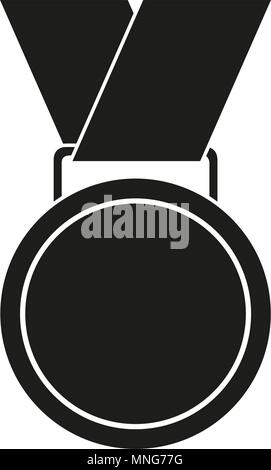 Schwarze und weiße Award den ersten Platz Medaille Silhouette. Sport Thema Vector Illustration für Symbol, Aufkleber, Aufnäher, Zertifikat, Abzeichen, Geschenkkarten, Stempel Stock Vektor