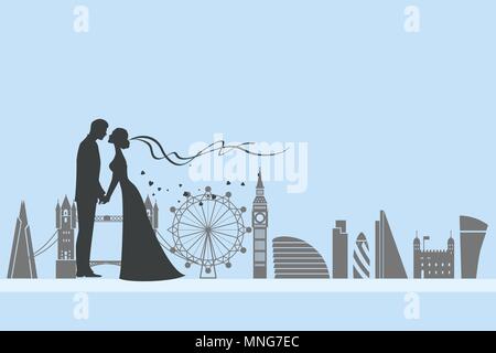London Hochzeit und Liebe Stock Vektor