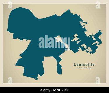 Moderne Stadtplan - Louisville Kentucky Stadt der USA Stock Vektor