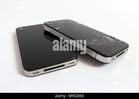 Iphone 4 und i-phone 4 s, Doppel smatphone Stockfoto