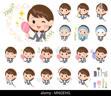 Grauen Anzug business Frauen Schönheit Stock Vektor