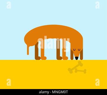 Hund suchen Knochen. Home pet und Skelett. Vector Illustration Stock Vektor
