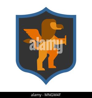 Griffin Schild heraldischen Symbol. Zeichen Tier für Wappen. Vector Illustration Stock Vektor