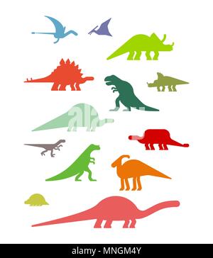 Dinosaurier. Alte Tier. Diplodocus und Stegosaurus, Pterosaur. Ankylosaurus und Triceratops. Styracosaurus und Iguanodon, Apatosaurus. Tyrannosa Stock Vektor