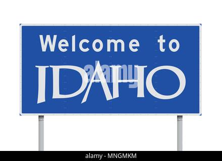 Vector Illustration der Willkommen in Idaho blau Schild Stock Vektor