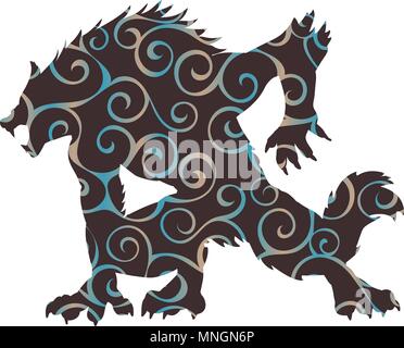 Werwolf Muster Silhouette der antiken Mythologie fantasy Stock Vektor