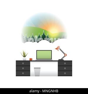 Träumen Im Büro - Urlaub Kommt - Office Interior Konzept Design Stock Vektor