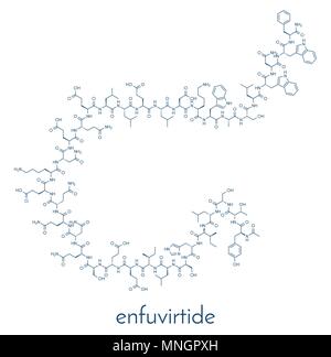 Enfuvirtid HIV-Medikament (Fusion inhibitor Klasse) Molekül. Skelettmuskulatur Formel. Stock Vektor