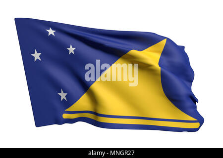 3D-Rendering von Tokelau flag waving auf weißem Hintergrund Stockfoto