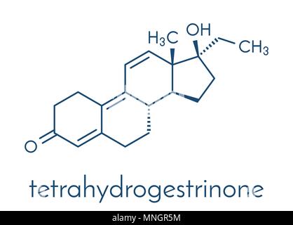 Tetrahydrogestrinone (THG) anabole Steroide Molekül. Skelettmuskulatur Formel. Stock Vektor