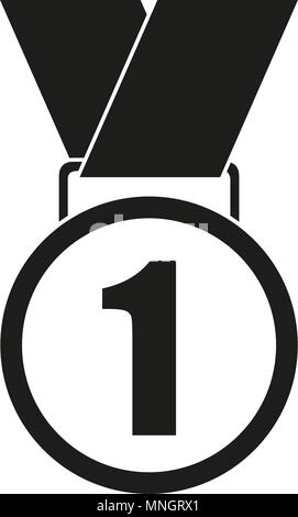 Schwarze und weiße ersten Platz Medaille Silhouette. Stock Vektor