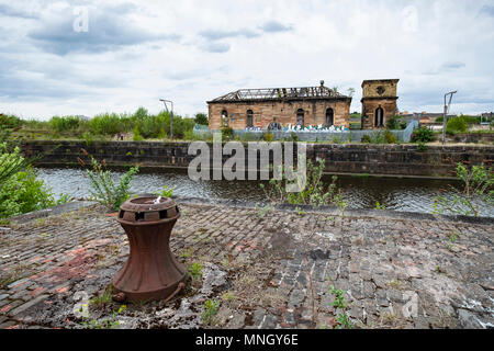 Historischen stillgelegten graving Dock in Govan auf dem Clyde in Glasgow, Schottland, Großbritannien. Stockfoto