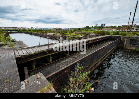 Historischen stillgelegten graving Dock in Govan auf dem Clyde in Glasgow, Schottland, Großbritannien. Stockfoto