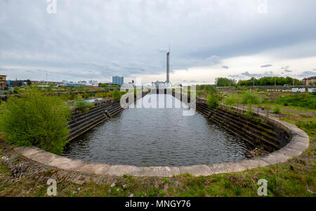 Historischen stillgelegten graving Dock in Govan auf dem Clyde in Glasgow, Schottland, Großbritannien. Stockfoto