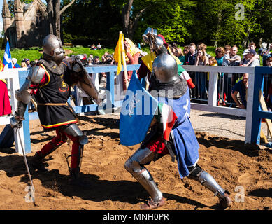 Mittelalterlichen Kampf Turnier am Scone Palace in Schottland, 2018, UK Stockfoto