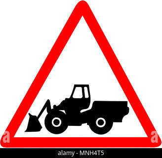 Schwere industrielle Maschine Warnung Vorsicht dreieckigen roten Schild auf weißem Hintergrund Stockfoto