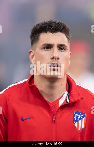 Jose Maria Gimenez de Vargas von Atletico de Madrid während der UEFA Europa League "Endgültige, Übereinstimmung zwischen Olympique Marseille 0-3 Atletico de Madrid in Stade de Lyon am 16. Mai 2018 in Lyon, Frankreich. Credit: Maurizio Borsari/LBA/Alamy leben Nachrichten Stockfoto