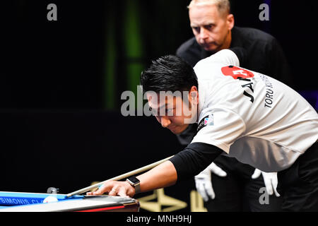 Shanghai, China. 17 Mai, 2018. Japans Toru Kuribayashi beim World Cup of POOL 2018: Runde 1 - Japan vs Swedden im Luwan (Gymnasium) Arena am Donnerstag, dem 17. Mai 2018. SHANGHAI, China. Credit: Taka G Wu Credit: Taka Wu/Alamy leben Nachrichten Stockfoto