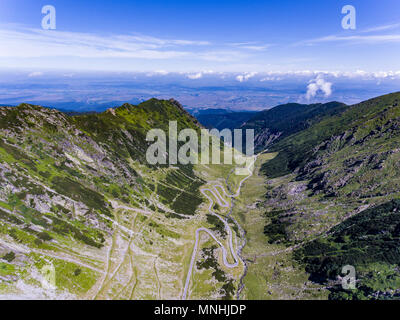 Bergstraße Transfagarasan gesehen von oben Stockfoto