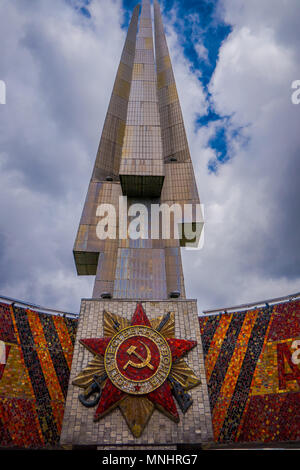 MINSK, Weißrussland - Mai 01, 2018: in der Nähe der Gedenkstätte Chatyn des Zweiten Weltkriegs Hill der Herrlichkeit, Monument, ein nationales Kulturgut erklärt, die von der Regierung in 1969 Stockfoto