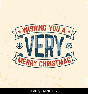 Wir wünschen Ihnen ein Frohes Weihnachtsfest retro Template mit Schneeflocken und Bänder. Vector Illustration. Xmas Design für Glückwunsch Karten, Einladungen, Stock Vektor