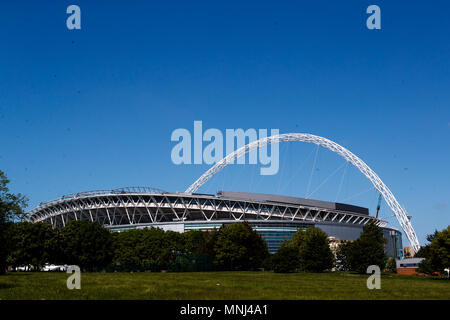 Eine allgemeine Ansicht des Wembley Stadions, London. DRÜCKEN SIE VERBANDSFOTO. Bilddatum: Donnerstag, 17. Mai 2018. Siehe PA Story Soccer England. Das Foto sollte lauten: John Walton/PA Wire. EINSCHRÄNKUNGEN: Nutzung unterliegt FA-Einschränkungen. Nur für redaktionelle Zwecke. Kommerzielle Nutzung nur mit vorheriger schriftlicher Zustimmung des FA. Keine Bearbeitung außer Zuschneiden. Stockfoto