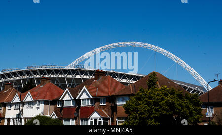 Einen allgemeinen Überblick über das Wembley Stadion, London. PRESS ASSOCIATION Foto. Bild Datum: Donnerstag, Mai 17, 2018. Siehe PA-Geschichte Fußball England. Photo Credit: John Walton/PA-Kabel. Einschränkungen: Nutzung unter FA Einschränkungen. Nur für den redaktionellen Gebrauch bestimmt. Kommerzielle Nutzung nur mit vorheriger schriftlicher Zustimmung der FA. Keine Bearbeitung außer zuschneiden. Stockfoto