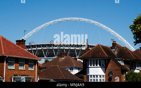 Einen allgemeinen Überblick über das Wembley Stadion, London. PRESS ASSOCIATION Foto. Bild Datum: Donnerstag, Mai 17, 2018. Siehe PA-Geschichte Fußball England. Photo Credit: John Walton/PA-Kabel. Einschränkungen: Nutzung unter FA Einschränkungen. Nur für den redaktionellen Gebrauch bestimmt. Kommerzielle Nutzung nur mit vorheriger schriftlicher Zustimmung der FA. Keine Bearbeitung außer zuschneiden. Stockfoto