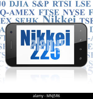 Stock Market Indizes Konzept: Smartphone mit Nikkei 225 auf dem Display Stockfoto