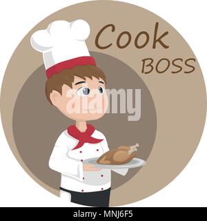 Mann kochen chief Vektor. Zeichentrickfigur Logo Vorlage Stock Vektor