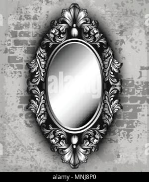 Vintage luxus Spiegelrahmen Vektor. Barocke filigrane Ornament line Art Stock Vektor