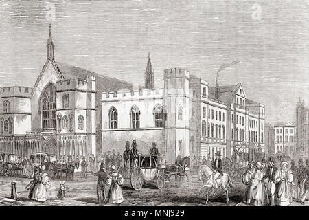 Die alten Häuser der Herren und Commons, Palast von Westminster, London, England, hier vor dem Brand von 1834 gesehen. Aus Old England: eine bildliche Museum, veröffentlicht 1847. Stockfoto