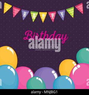 Alles Gute zum Geburtstag Feier Karte mit Ballons Luft Stock Vektor