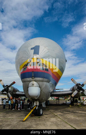 Aero Spacelines Super Guppy F-BTGV. Große, breite Frachtflugzeuge, die für den Transport übergroßer Fracht verwendet wurden. Jetzt erhalten in Bruntingthorpe, Großbritannien Stockfoto