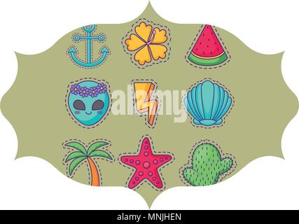 Arabisch Rahmen mit tropischen Palmen und Kakteen Muster auf weißem Hintergrund, farbenfrohen Design. Vector Illustration Stock Vektor