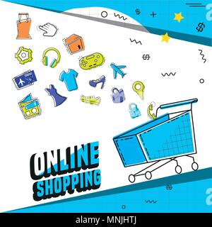 Warenkorb Ihr Online pop art Vector Illustration Design Stock Vektor