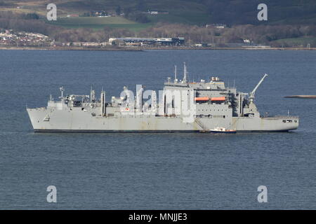 USNS William McLean (T-AKE-12), Lewis und Clark-Klasse Auffüllung Schiff der US-Marine betrieben, aus Greenock während der Übung gemeinsame Krieger 18-1. Stockfoto