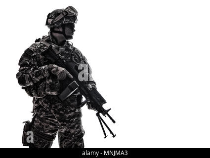 US Army Marine Corps Shooter mit Maschinengewehr Stockfoto