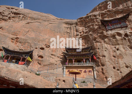 Die Mati Si-Tempel in den Felsen, Zhangye, Gansu, China Stockfoto