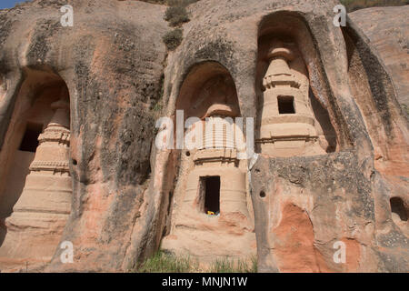 Die Mati Si-Tempel in den Felsen, Zhangye, Gansu, China Stockfoto