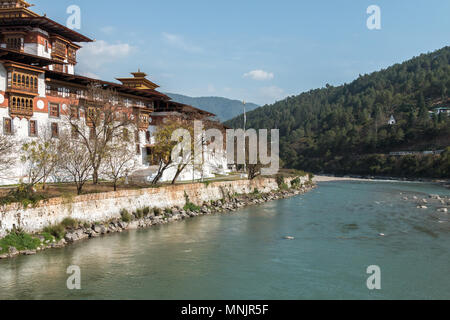 Punakha Dzong, auch als Pungtang Dewa chhenbi Phodrang (mit der Bedeutung "Der Palast der großen Glück") in Punakha, Bhutan bekannt Stockfoto